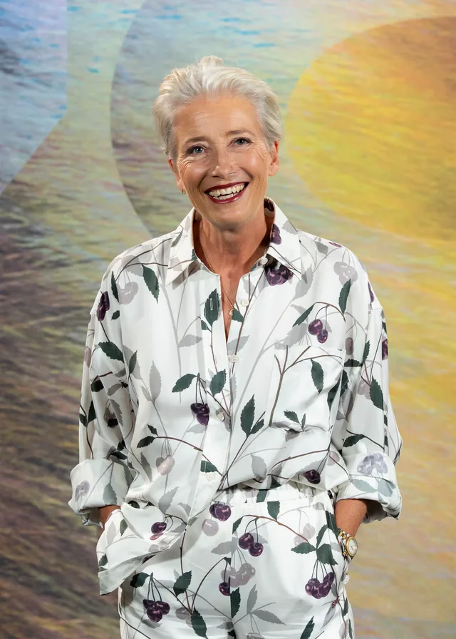 The actor Emma Thompson at a film festival photocall in 2025.